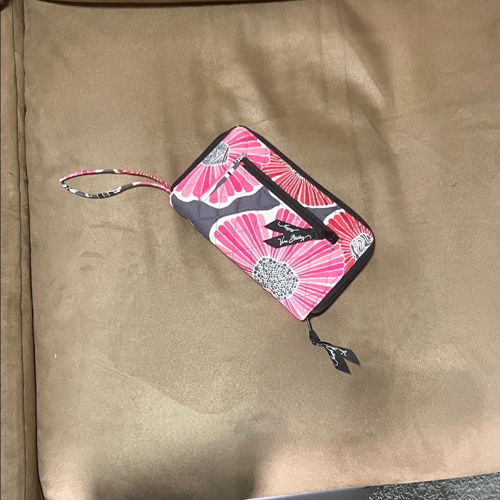 Vera Bradley Pink and Gray Wristlet